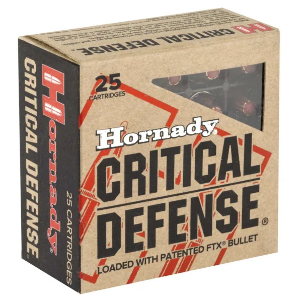 HORNADY CRITICAL DEFENSE AMO 380 AUTO 90GR FTX 25RD (10 BOX CASE)