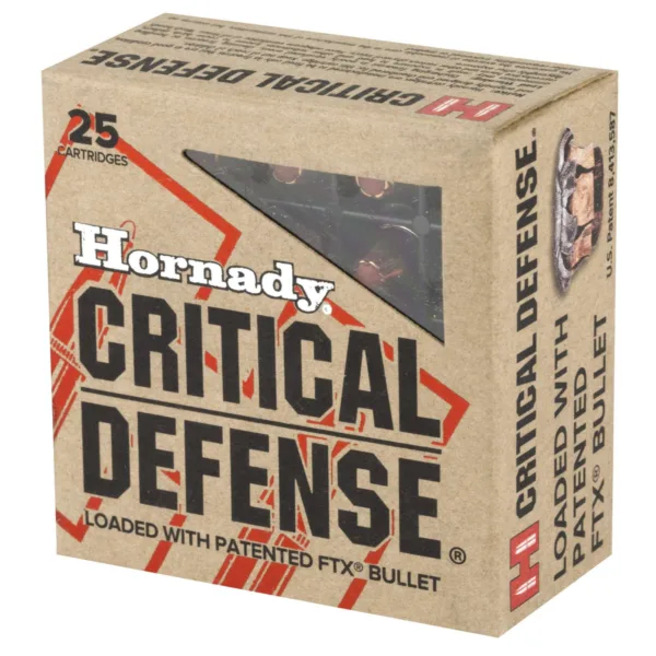 HORNADY CRITICAL DEFENSE AMO 380 AUTO 90GR FTX 25RD (10 BOX CASE) - Image 2