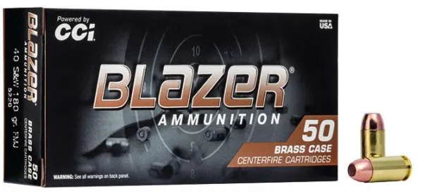 CCI BLAZER BRASS  AMO 40 S&W 180GR FMJ 50RD (20 BOX CASE)