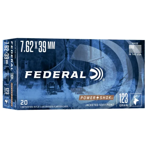 Federal Power-Shok Rifle Ammunition 7.62x39mm 123 gr SP 2350 fps - 20/box
