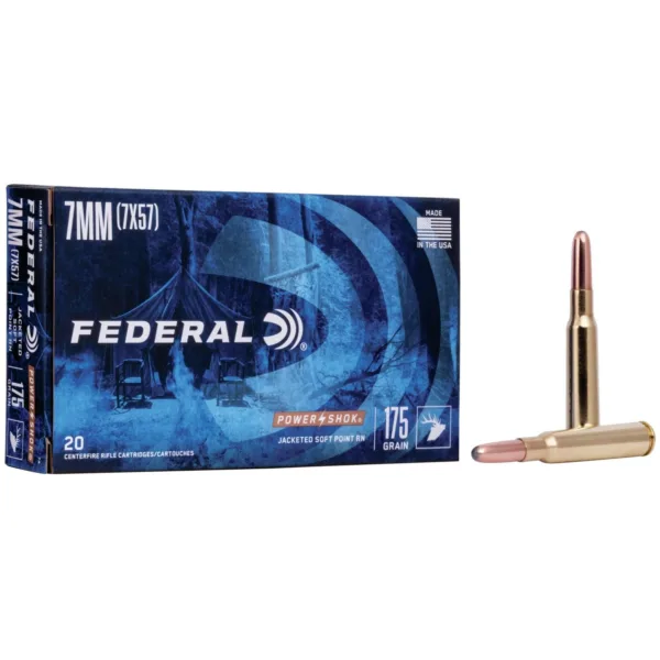 Federal Power-Shok Rifle Ammunition 7mm Mauser 175 gr RNSP 2390 fps - 20/box