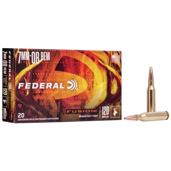 Federal Fusion Rifle Ammunition 7mm-08 Rem 120 gr BTSP 3000 fps - 20/box