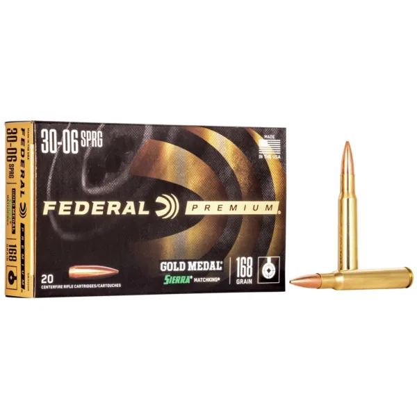Federal Premium Gold Medal Sierra MatchKing Rifle Ammunition .30-06 Sprg 168 gr BTHP 2700 fps - 20/box