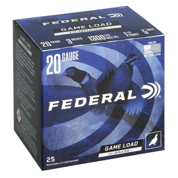 FEDERAL GAME-SHOK HI-BRASS LEAD SS 20GA 3" 3DR 1 1/4OZ 5 AMMO 25RD