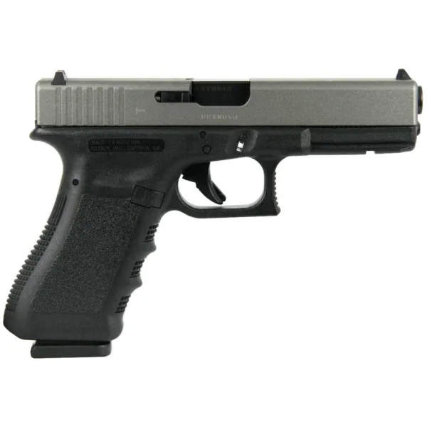 Glock 17 Gen 3 Custom "Two Tone Black Frame with Silver Slide" Handgun 9mm Luger 17/rd Magazines (2) 4.5" Barrel Austria