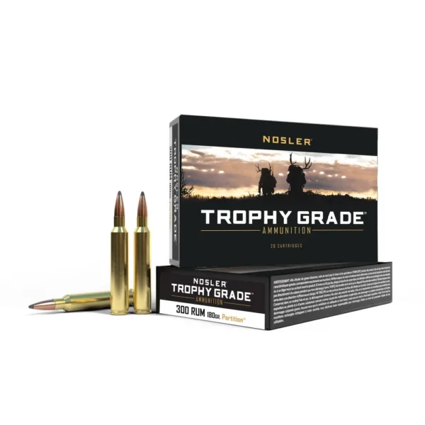 Nosler Trophy Grade Rifle Ammunition .300 RUM 180 gr PT 3200 fps - 20/box