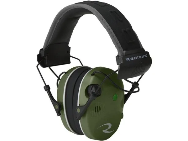 Radians Quad Mic Electronic Earmuff 3.5mm Stereo Jack - 24NRR Military Green/Black