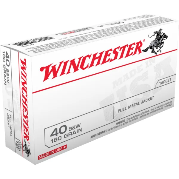 Winchester USA Handgun Ammunition .40 S&W 180 gr. FMJ 1020 fps 50/ct