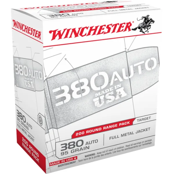 Winchester Government Handgun Ammunition .380 ACP 95 gr. FMJ 955 fps 200/ct