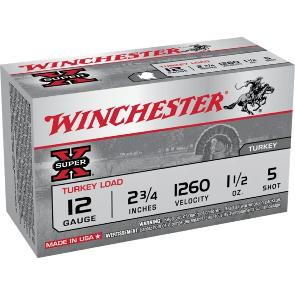 Winchester Super-X Turkey Shotshells 12 ga 2-3/4" 1-1/2 oz 1260 fps #5 10/ct