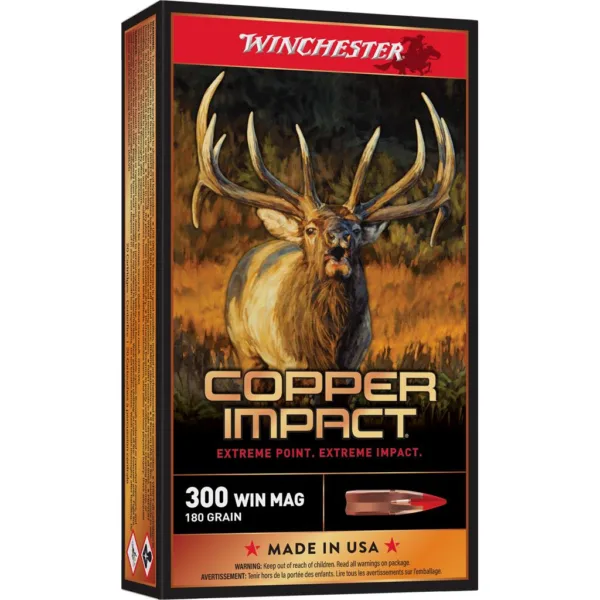 Winchester Copper Impact Rifle Ammunition 300 Win Mag 180 gr. BT 2950 fps 20/ct