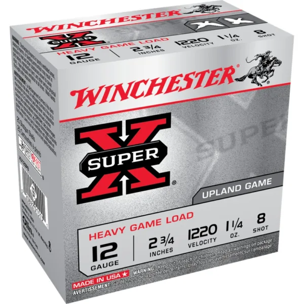 Winchester Super-X Heavy Game Shotshells 12 ga 2-3/4" 1-1/4 oz 1220 fps #8 25/ct