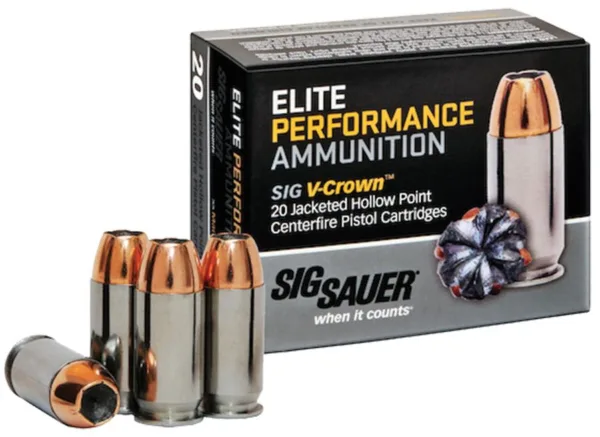 Sig Elite V-Crown Handgun Ammunition .40 S&W 180 gr JHP 985 fps 20/ct