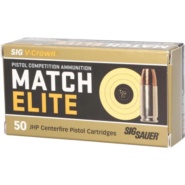 Sig Sauer Match Elite Handgun Ammunition 9mm Luger 147gr JHP 880 fps 50/ct