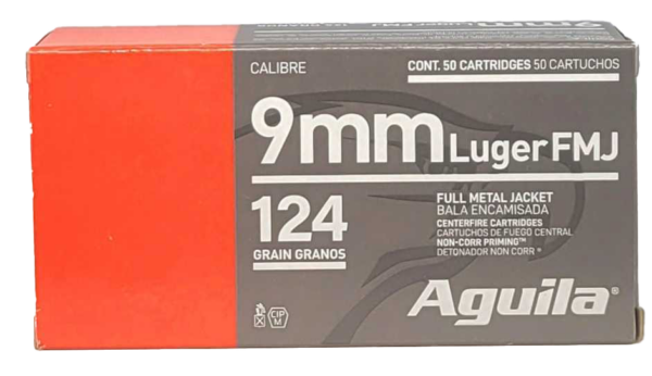 Aguila Ammunition 9mm Luger Handgun Ammo - 124 Grain | FMJ | 50rd Box