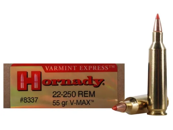 Hornady Varmint Express Rifle  Ammunition .22-250 Rem 55 gr V-MAX 3680 fps - 20/box