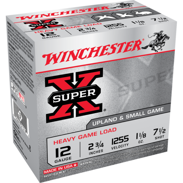 Winchester Super-X Heavy Game Shotshells 12 ga 2-3/4" 1-1/8 oz 1255 fps #7.5 25/ct