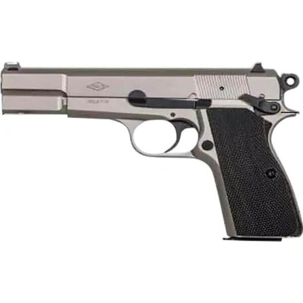 SDS Imports Inglis P-35 Handgun 9mm Luger 15rd Capacity 4.7'' Barrel G10 Grips Nickel Finish Green Fiber Front Sight