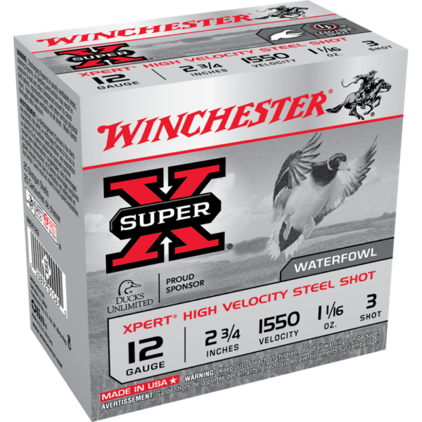 Winchester Xpert High-Velocity Steel Shotshells 12 ga 2-3/4" 1-1/16 oz 1550 fps #3 25/ct
