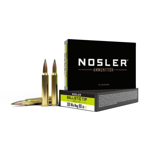 Nosler Ballistic Tip Rifle Ammunition .300 Win Mag 180gr BT 2950 fps 20/ct