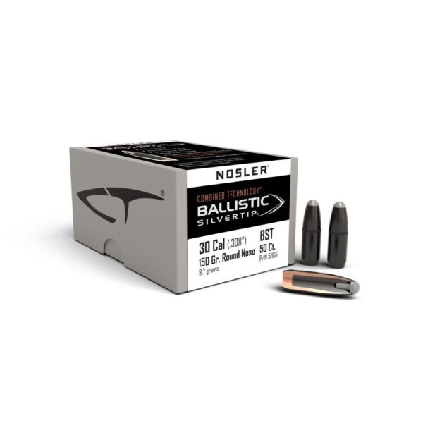 Nosler Ballistic SilverTip Hunting Bullets .30 cal .308" 150 gr RN-SBT-BSTIP 50/ct
