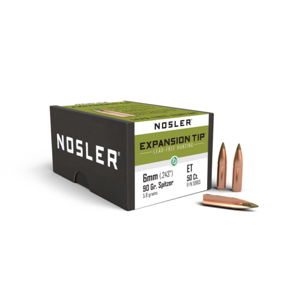Nosler E-Tip Lead-Free Hunting Bullets .243/6mm .243" 90 gr SPTZ E-TIP 50/ct