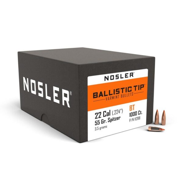 Nosler Ballistic Tip Varmint Bullets .22 cal .224" 55 gr SBT-SB 1000/ct