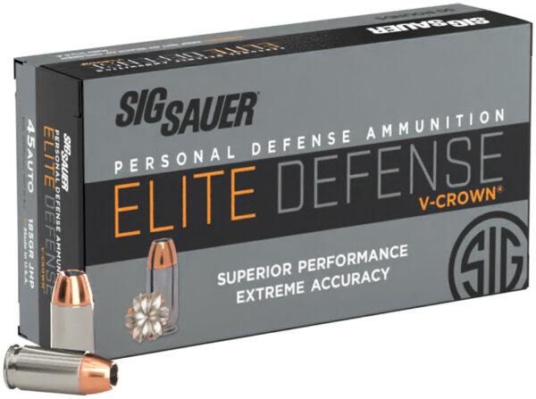 SIG AMMO 45ACP 185GR ELITE V-CROWN JHP 50/10