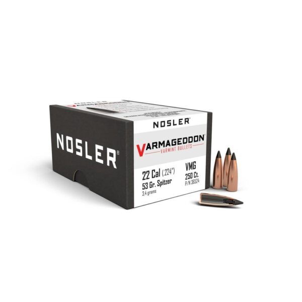 Nosler Varmageddon Bullets .22 cal .224" 53 gr FB-TIPPED 250/ct