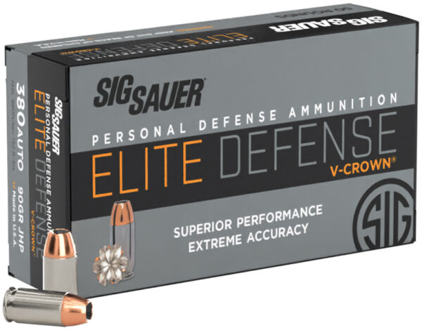 SIG AMMO 380ACP 90GR ELITE V-CROWN JHP 50/10