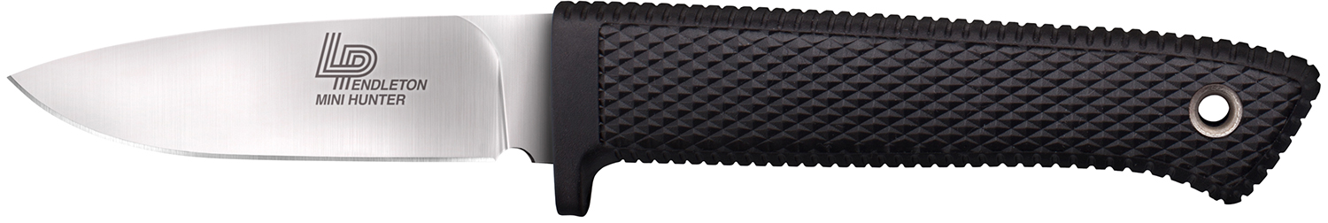 Cold Steel CS36LPMF Pendleton Mini Hunter 3" Fixed Plain Stonewashed AUS10A SS Blade, 3.63" Black Textured Kray-Ex Handle
