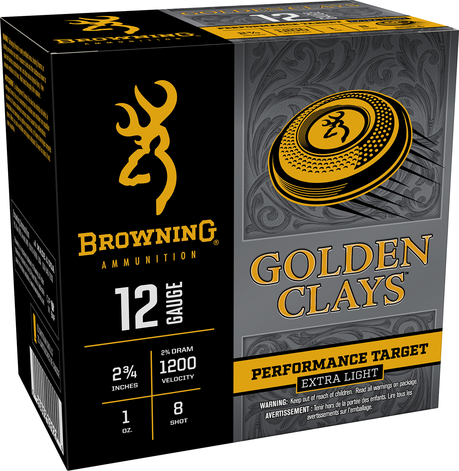 Browning Ammo BGC12L8 Golden Clays 12Gauge 2.75" 1oz 8Shot 25 Per Box/10 Case